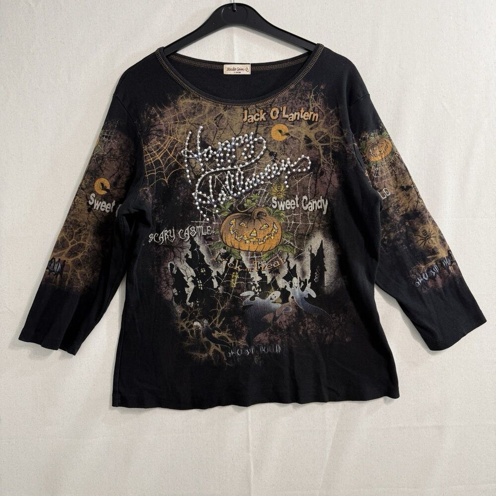 Vintage Y2k Pumpkin Halloween Goth Emo All Over AOP Double Sided Women XL